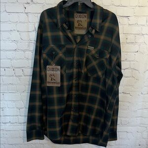 2X DIXXON BROWNELLS Men's Teal and Tan Plaid Shirt. NEW WITH TAG